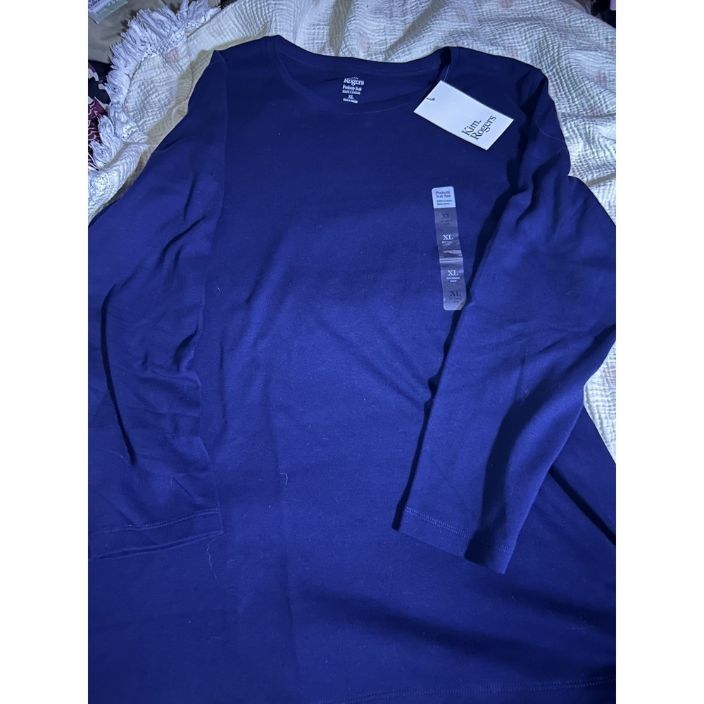 Kim Rogers Perfectly Soft Long Sleeve Navy  XL New